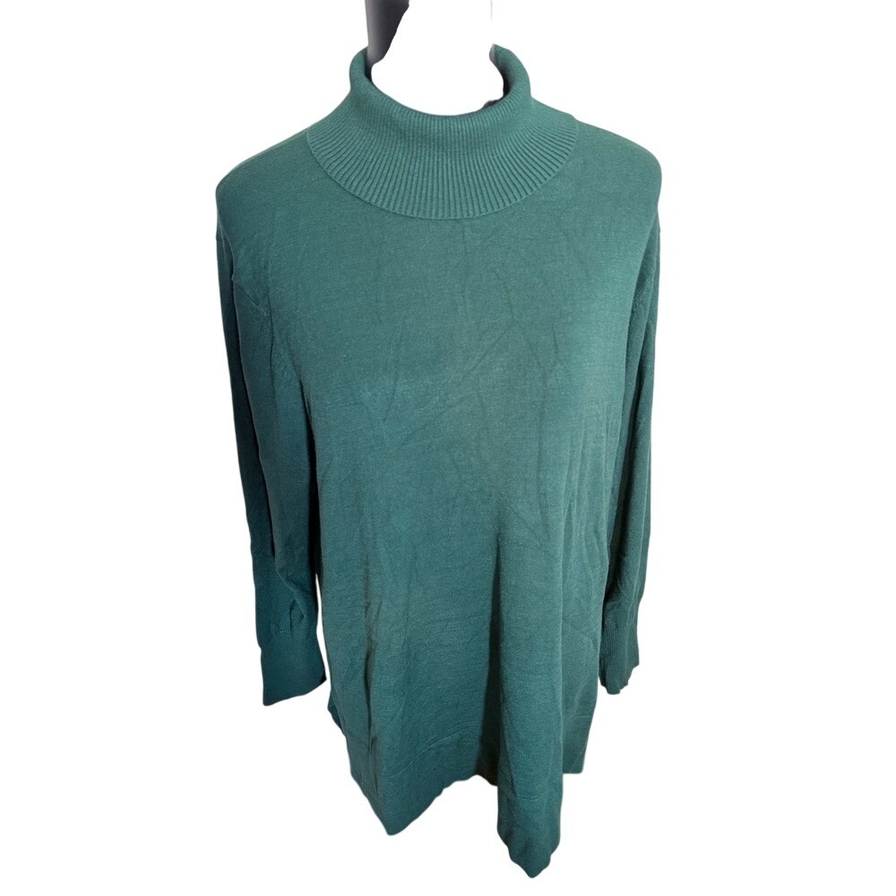 Soft‎ Surroundings Green Turtleneck Sweater Women's 1X Cozy Relaxed Fit